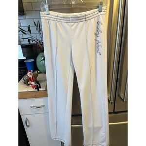 Baby Phat Sweat‎ Pants,  Size Small, Winter White, Logo Stitching is Plum